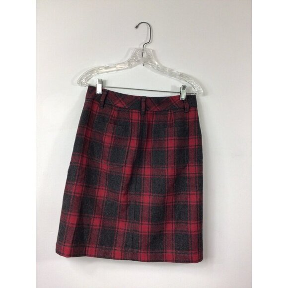 Eddie Bauer Plaid Wool Skirt Womens 4 - Picture 1 of 7